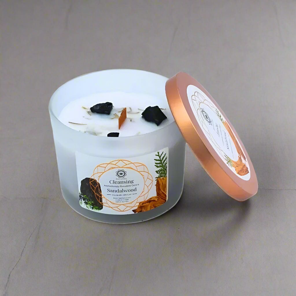 Aromatherapy Gem Stone Candle Cleansing Sandalwood