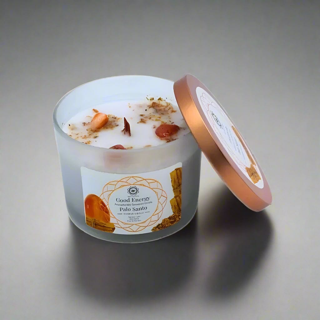 Aromatherapy Gem Stone Candle Good Energy Palo Santo