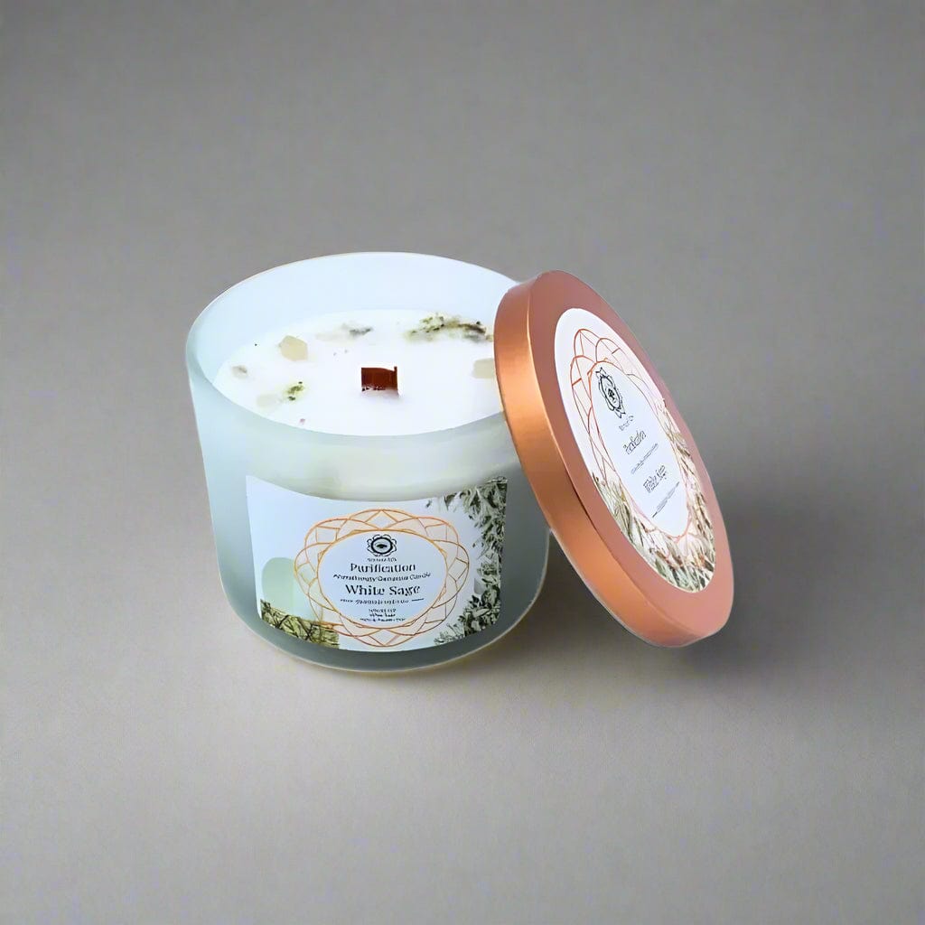 Aromatherapy Gem Stone Candle Purification White Sage