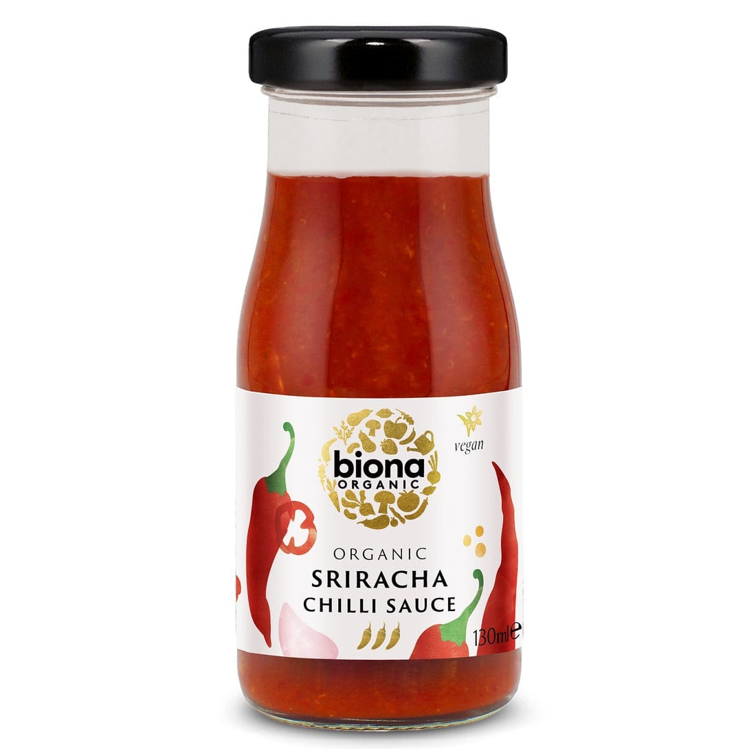 Biona Organic Sriracha Chilli Sauce bottle on a white background