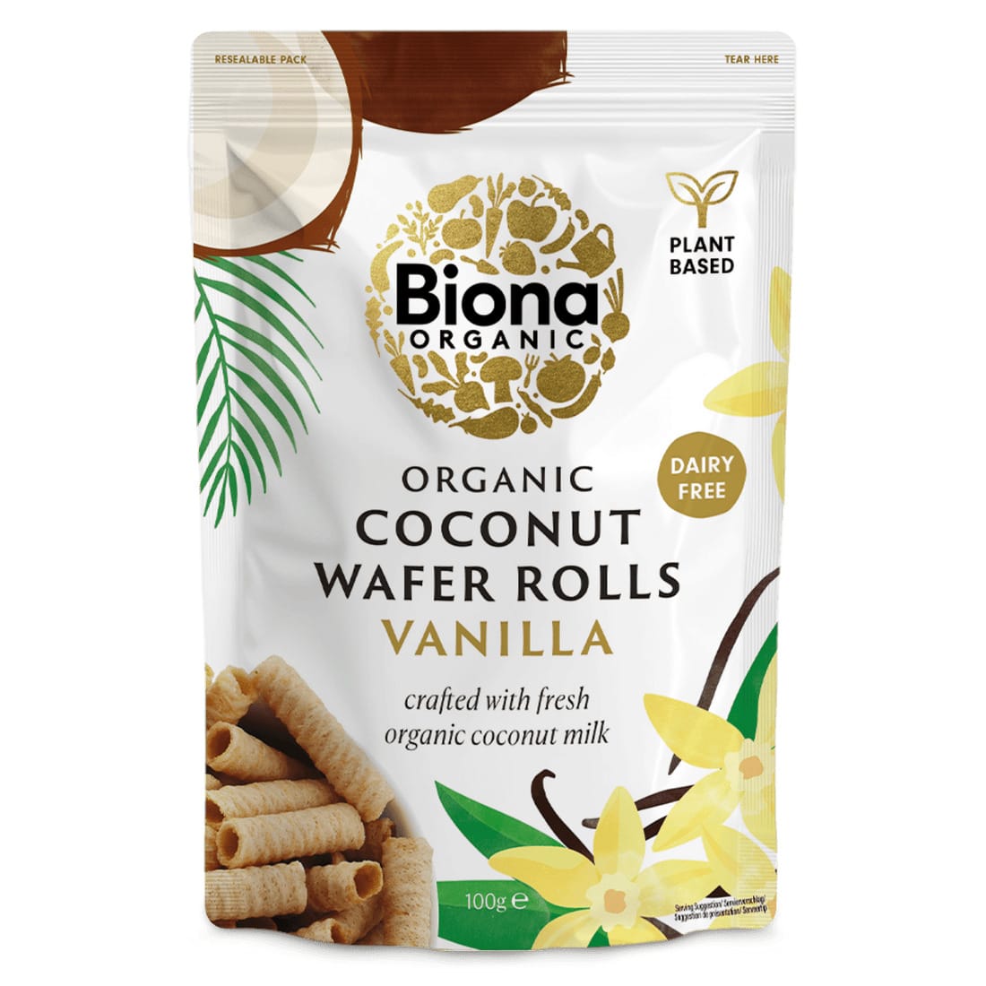 Biona Organic Vanilla Coconut Wafer Rolls 100g