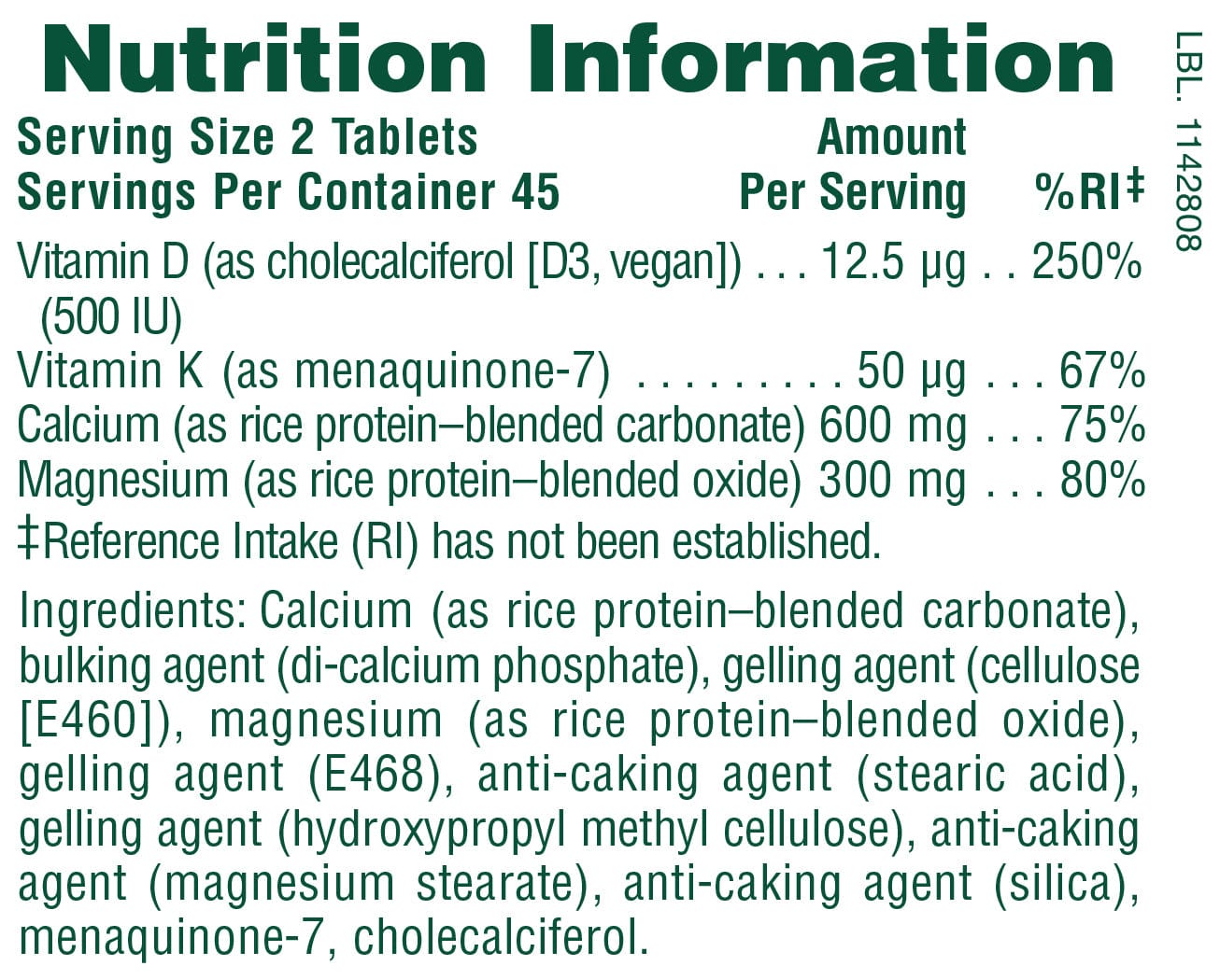Natures Plus Cal/Mag/D3/K2 90 Tabs