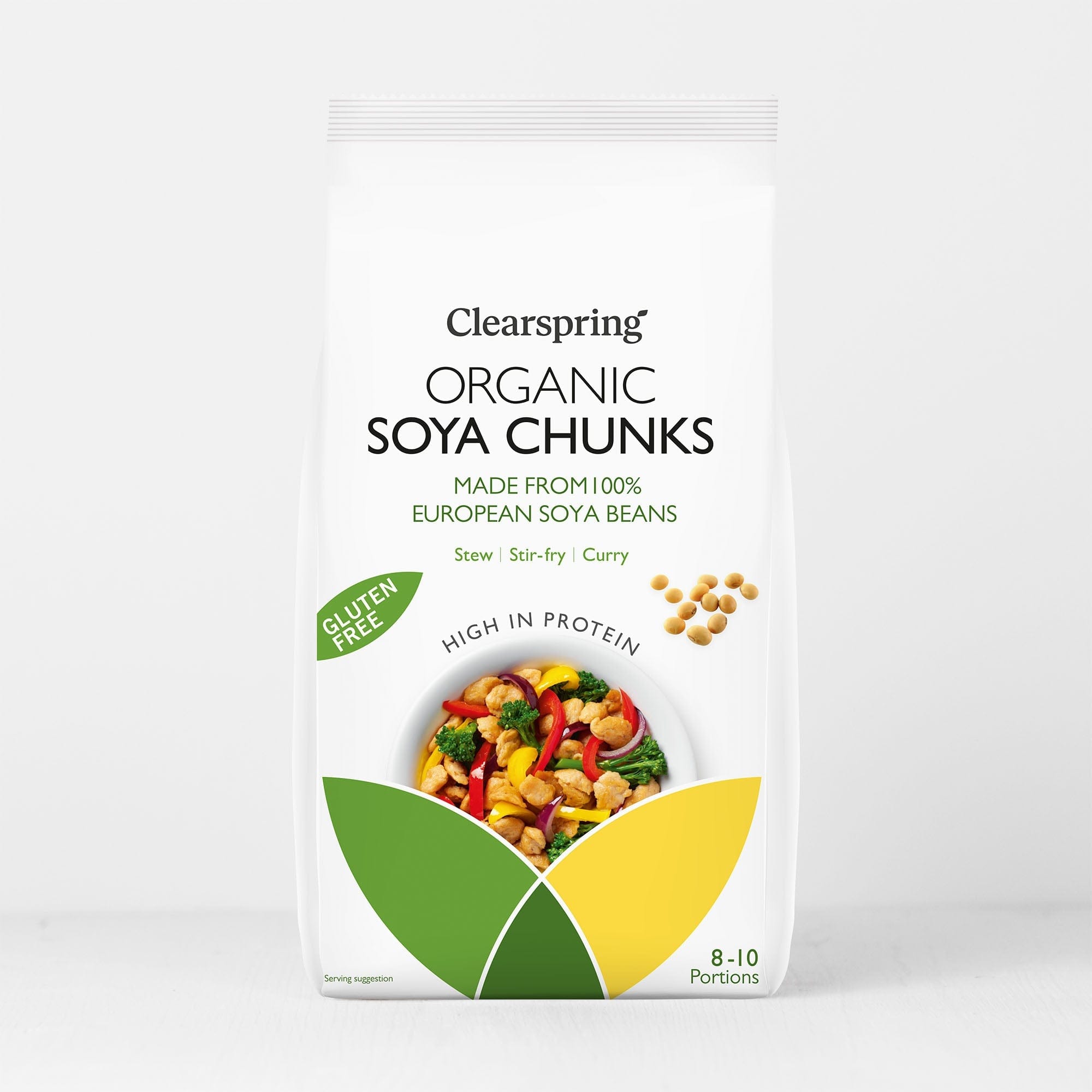 Clearspring Organic Soya Chunks packaging on a white background