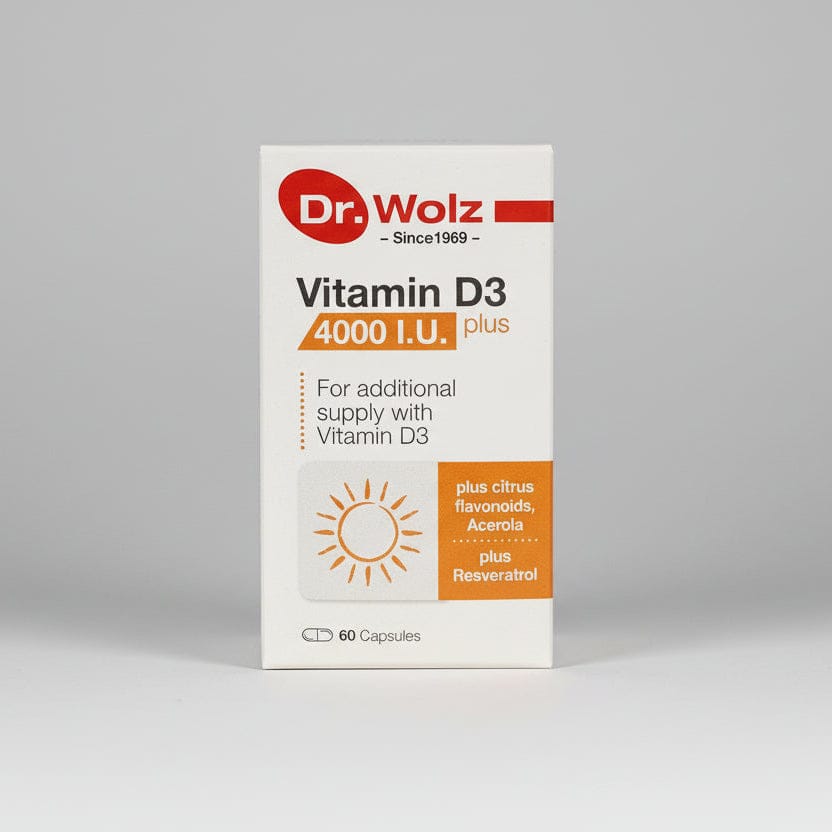 Box of Dr. Wolz Vitamin D3 4000 I.U. on a white background