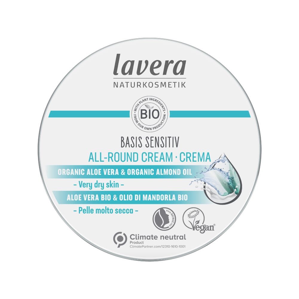 Lavera Basis Sensitive All-Round Cream container on a white background