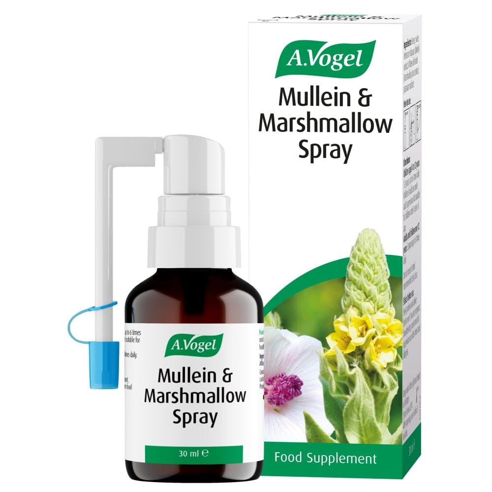 A.Vogel Mullein & Marshmallow Spray bottle and packaging on a white background