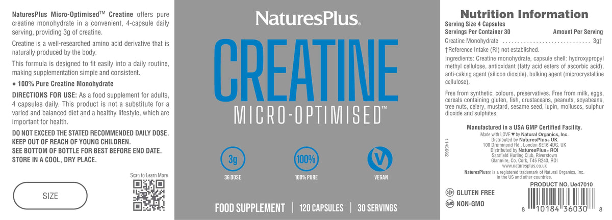 Natures Plus Creatine Micro-Optimised™ 120 Capsules