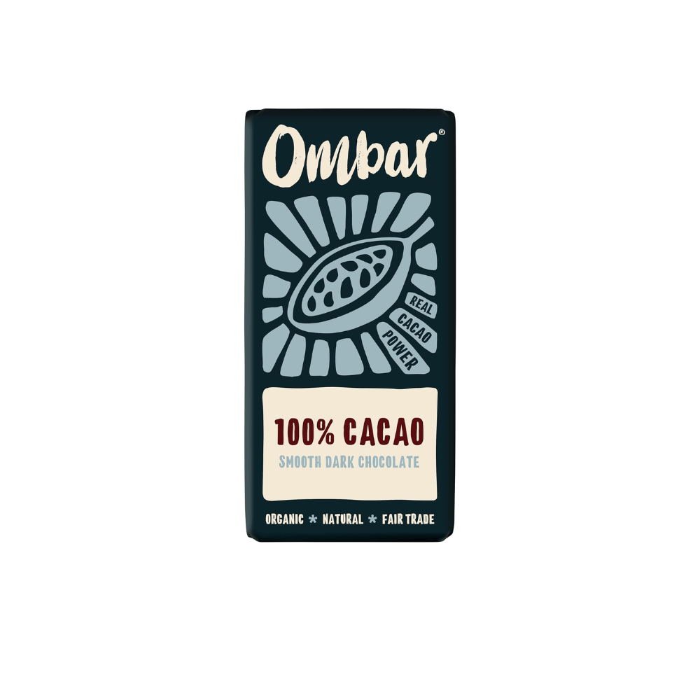 Ombar Organic Vegan 100% Cacao Raw Chocolate Bar 35g