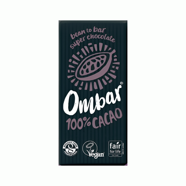Ombar Organic Vegan 100% Cacao Raw Chocolate Bar 35g