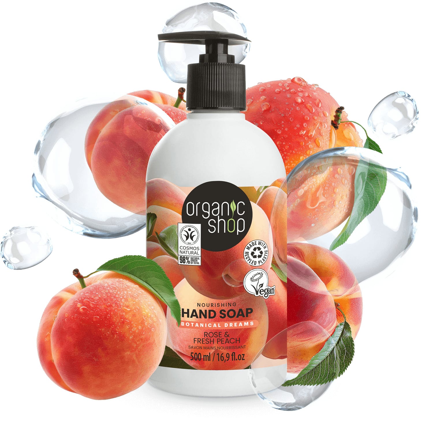 Organic Shop Rose & Peach Hand Soap 500ml