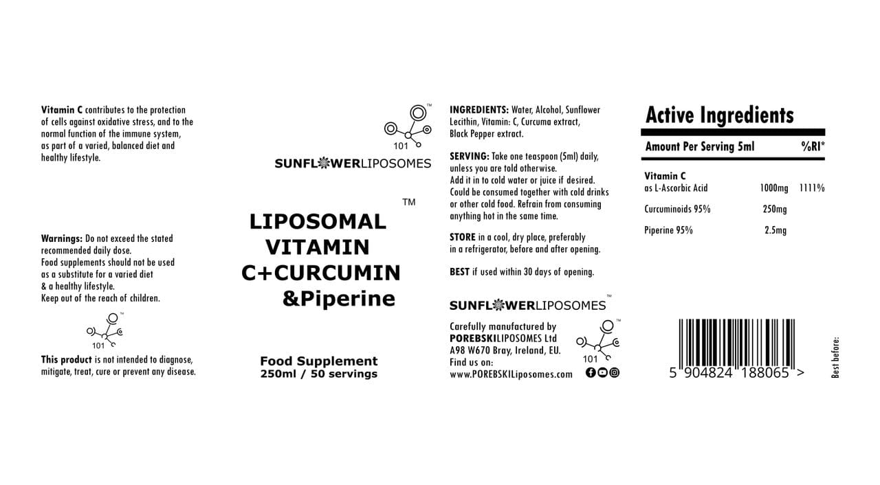 Porebski Liposomal Curcumin, Piperine & Vitamin C 500ml