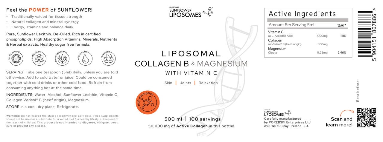 Porebski Liposomal Vitamin C & Collagen B & Magnesium 500ml
