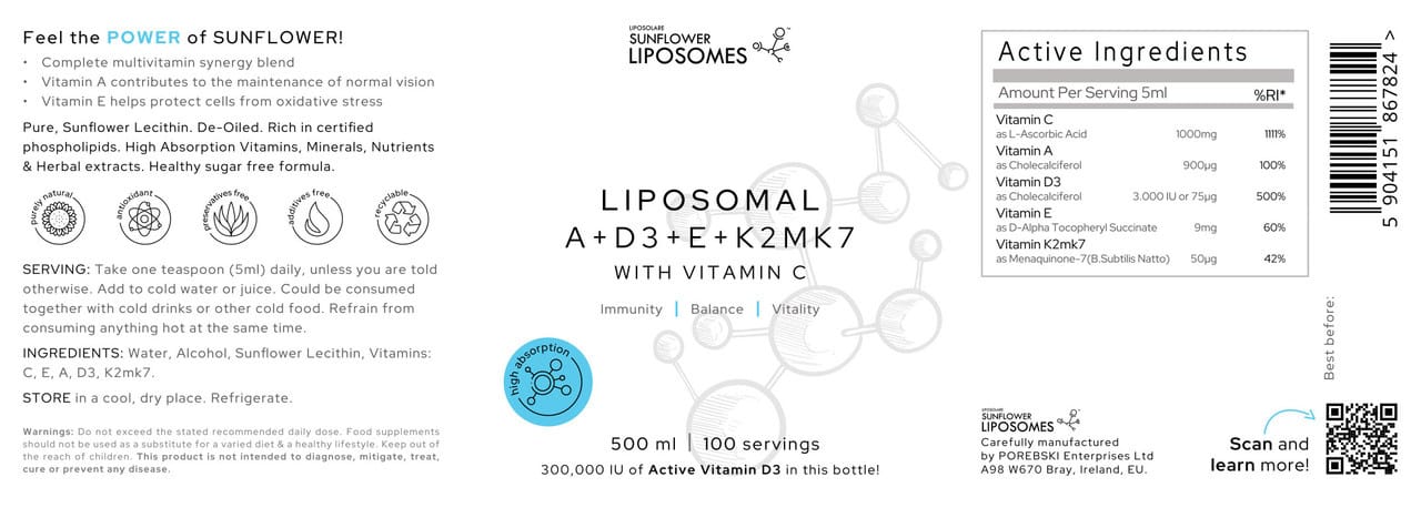 Porebski Liposomal Vitamins C & ADEK 500ml