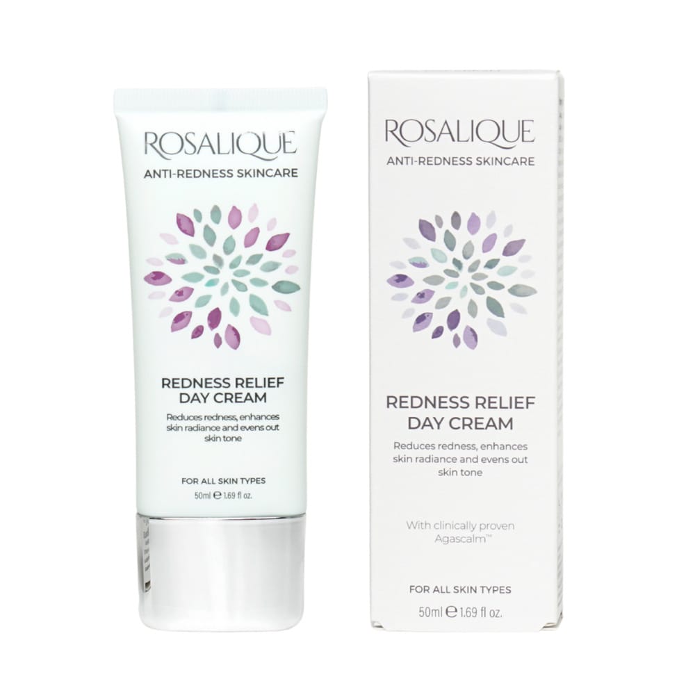 Rosalique Redness Relief Day Cream with packaging on a white background
