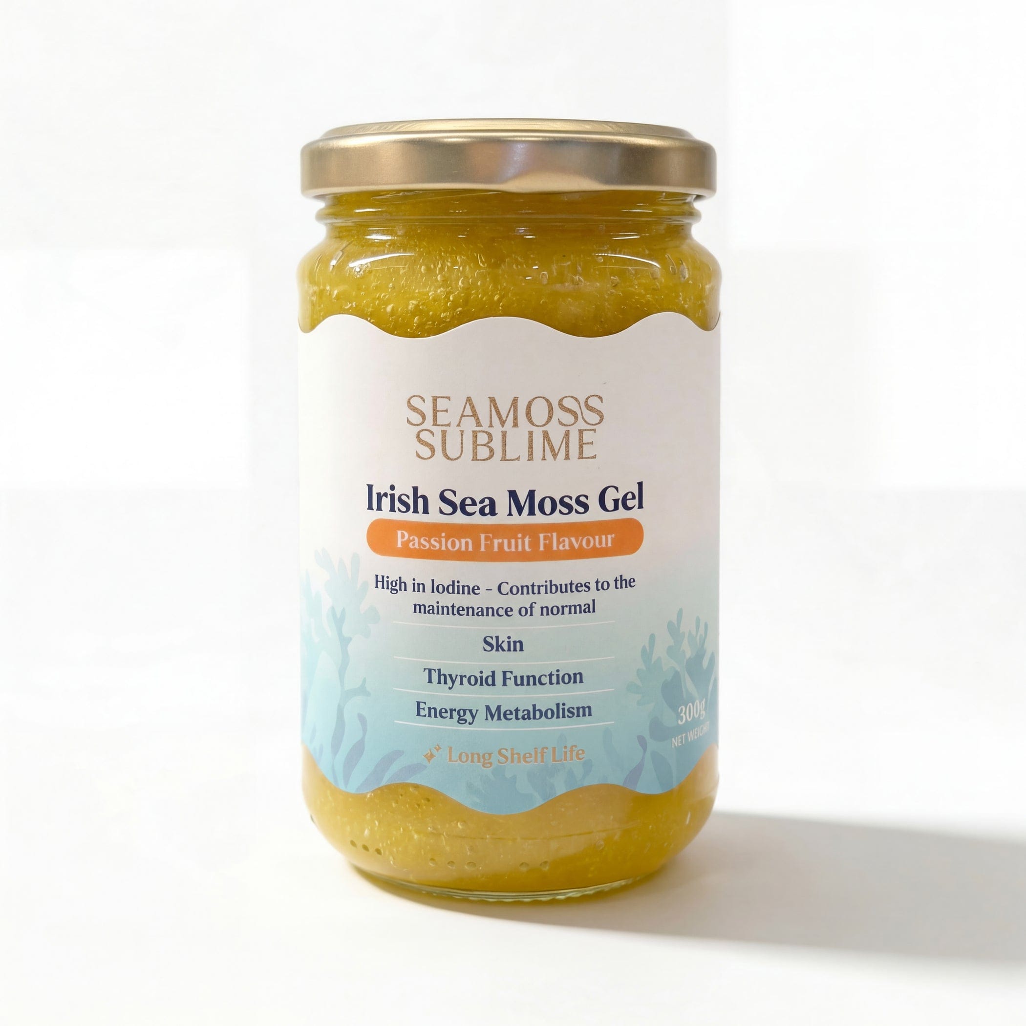 Jar of Seamoss Sublime Irish Sea Moss Gel with a white background