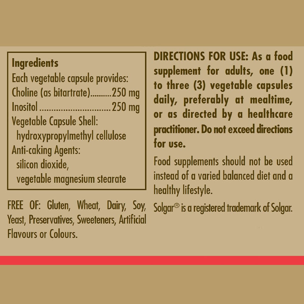 Solgar Choline 250 mg & Inositol 250 mg 50 Caps