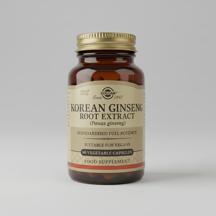 Solgar Korean Ginseng Root Extract bottle on a white background