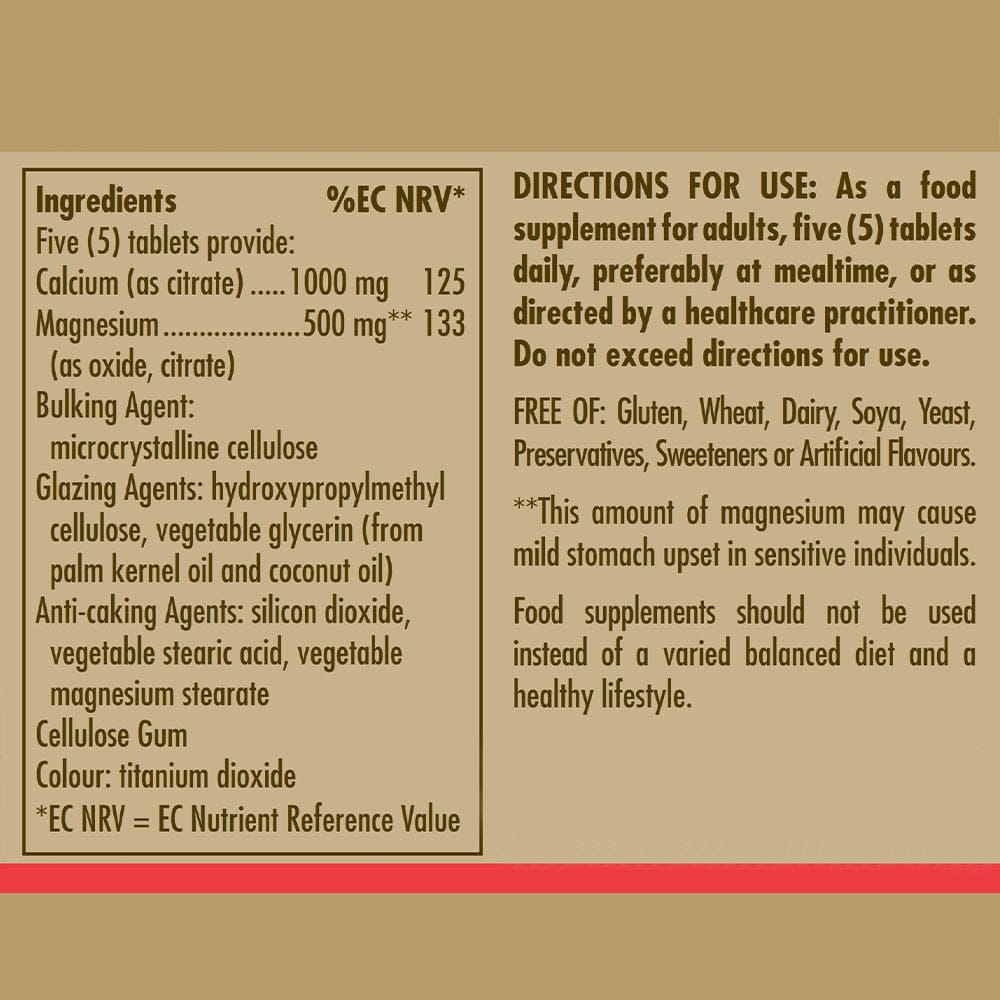 Solgar Calcium Magnesium Citrate 100 Tablets ingredients
