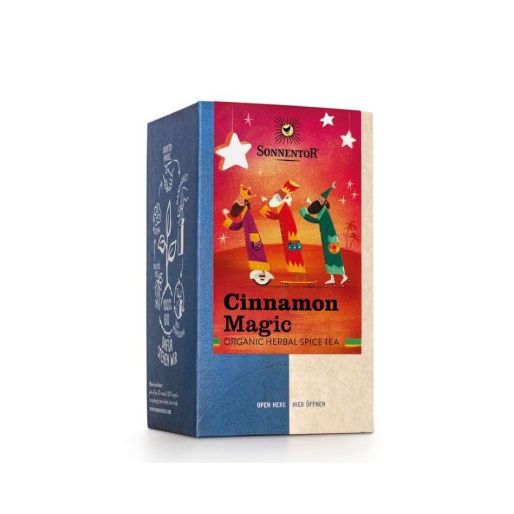 Sonnentor Cinnamon Magic tea box on a white background