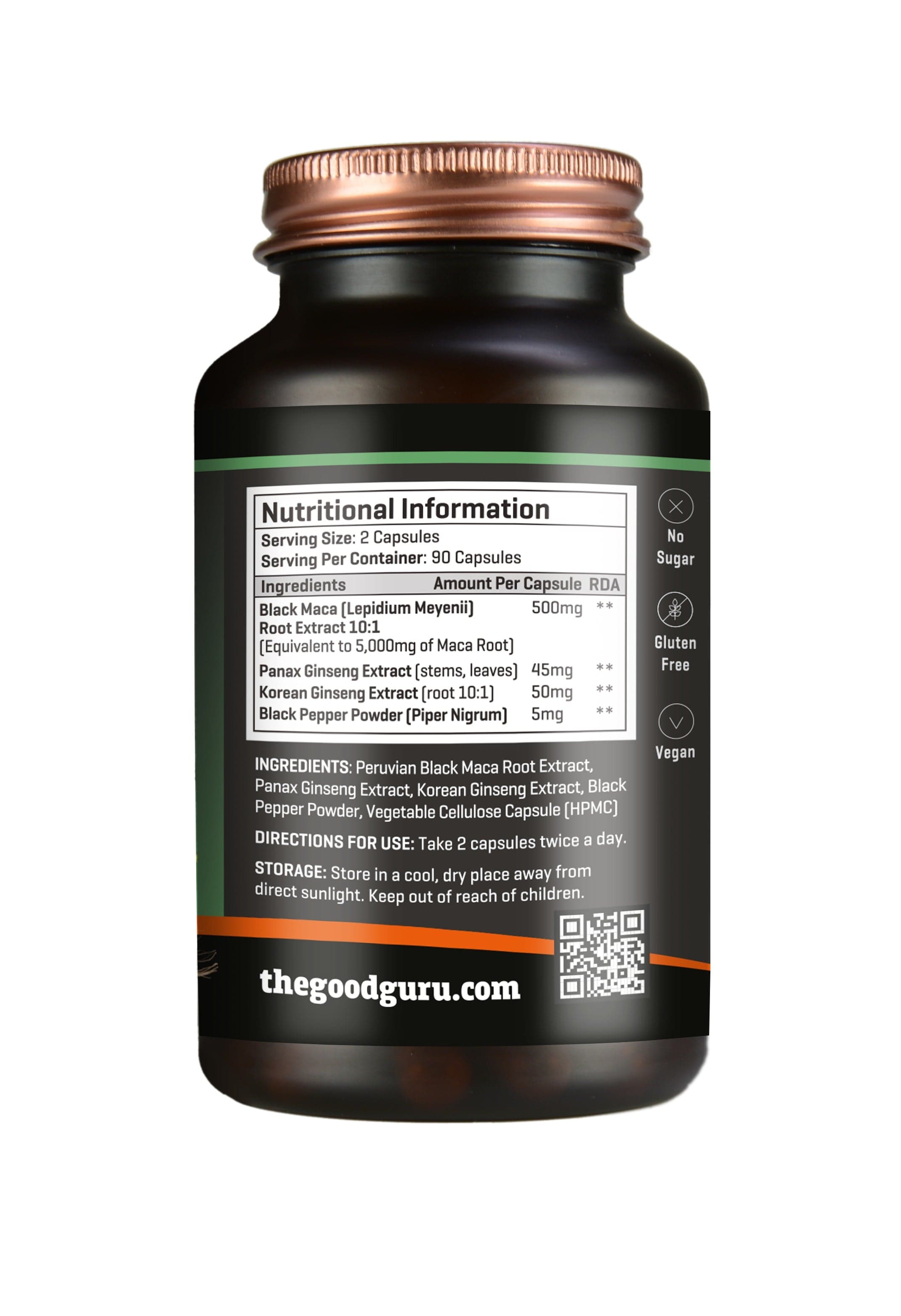 The Good Guru Black Maca & Ginseng 90 Caps