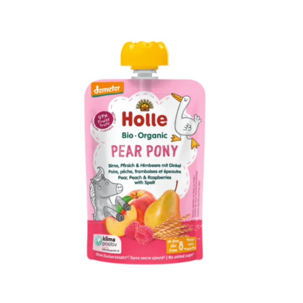 Holle Pear, Peach, Raspberry & Spelt Pouch 100g