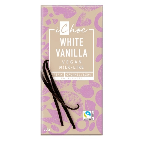 iChoc White Vanilla Vegan Chocolate 80g
