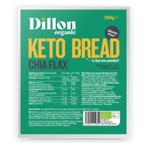 Dillon Organic Chia Flax Keto Bread 250g