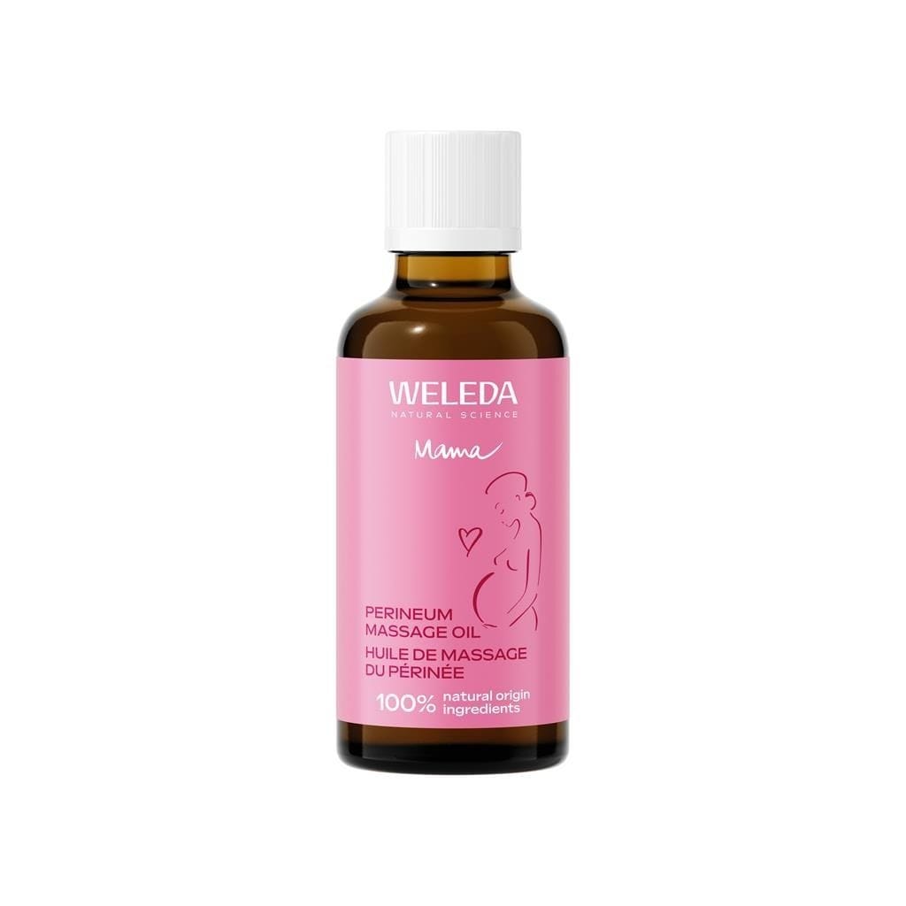Weleda Perineum Massage Oil bottle on a white background