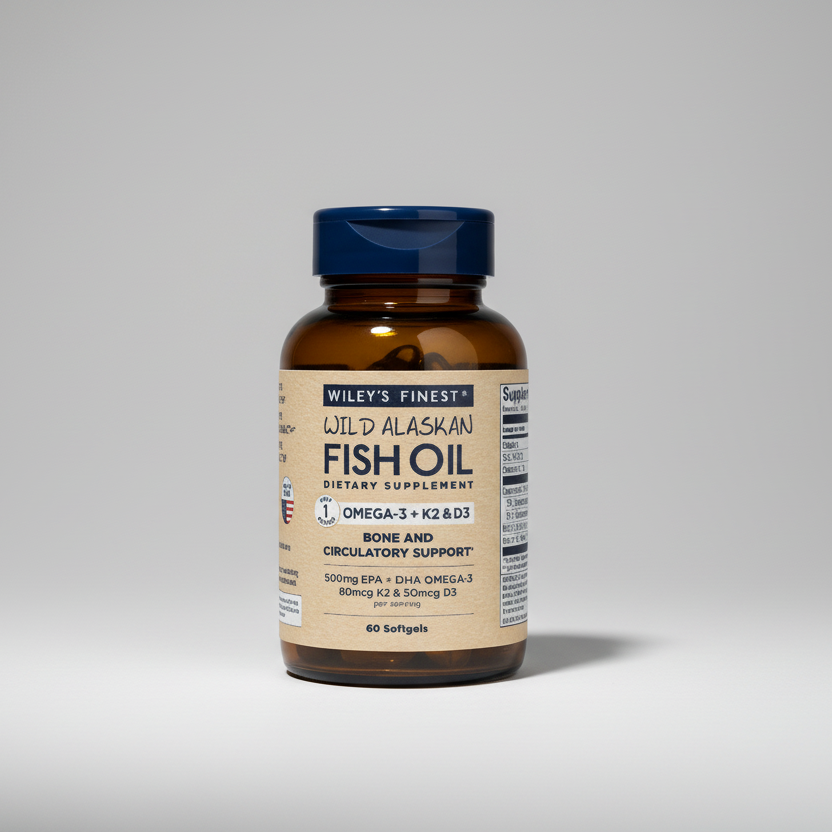 Wiley's Finest Omega 3, D3 & K2 60 Softgels