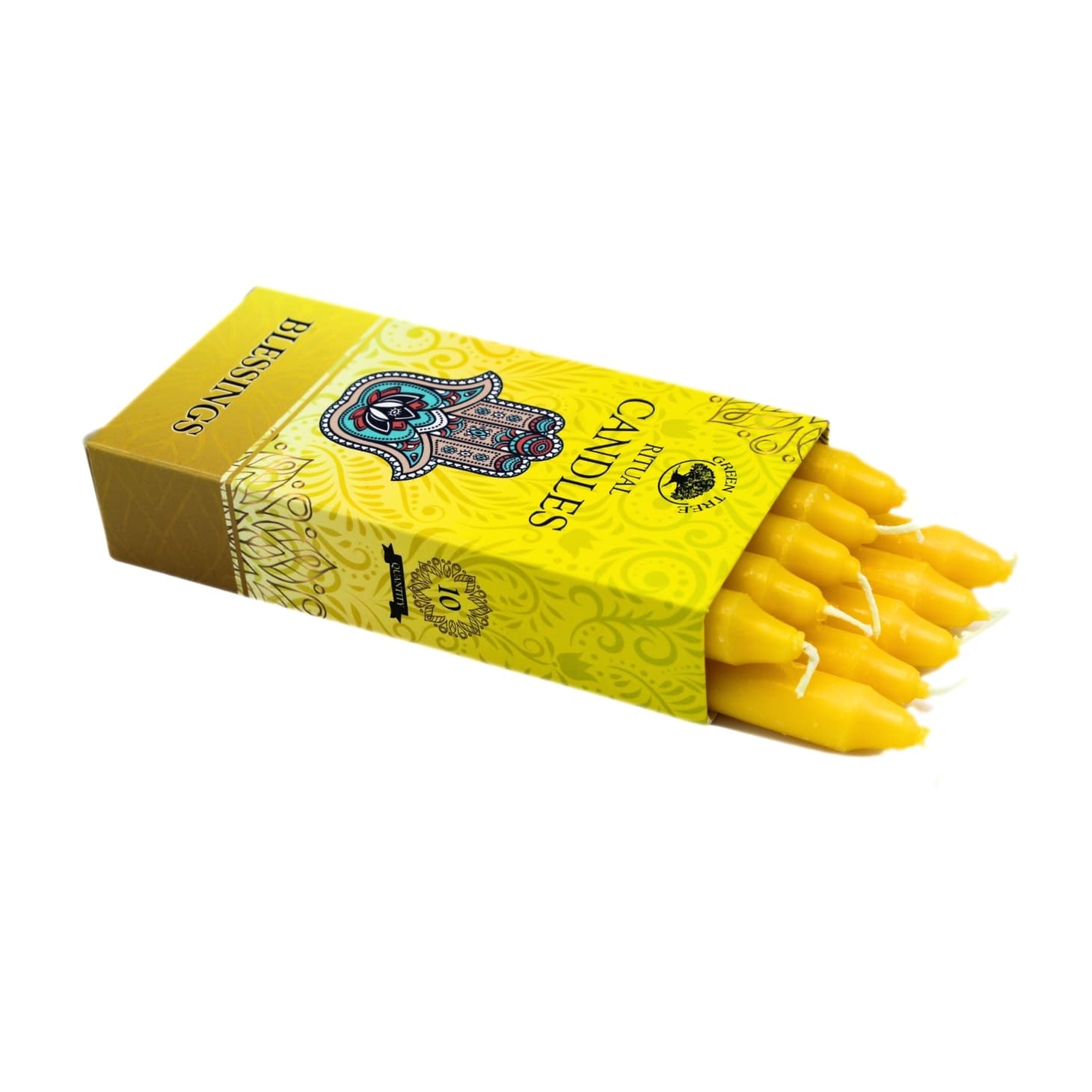 Green Tree Ritual Candles Blessings| 10 Yellow Ritual Candles