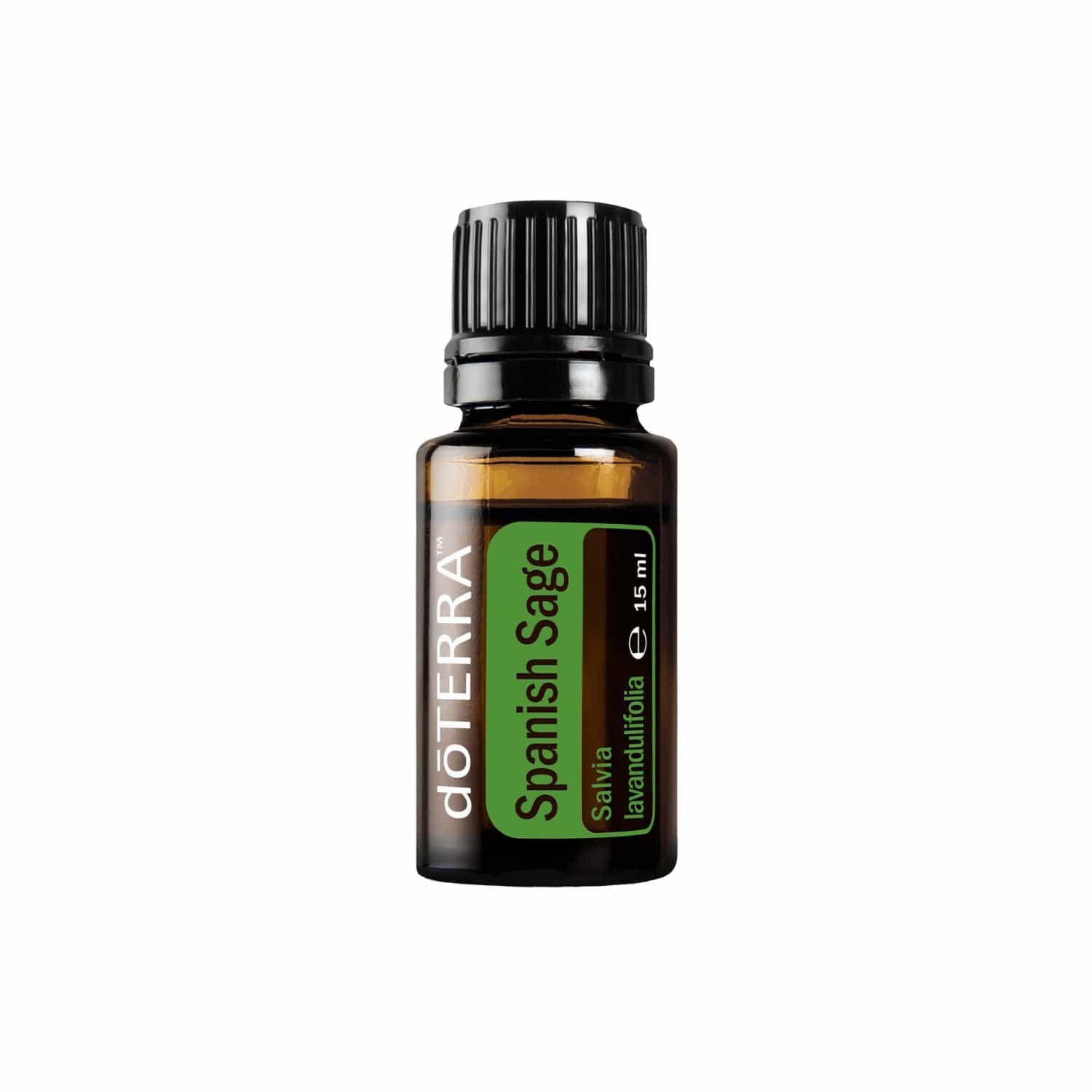 doTERRA Spanish Sage essential oil bottle on a white background
