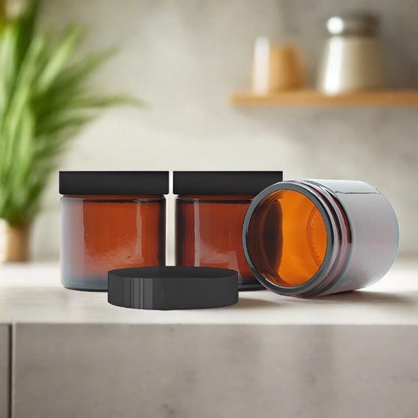 Amber Moulded Empty Glass Jars