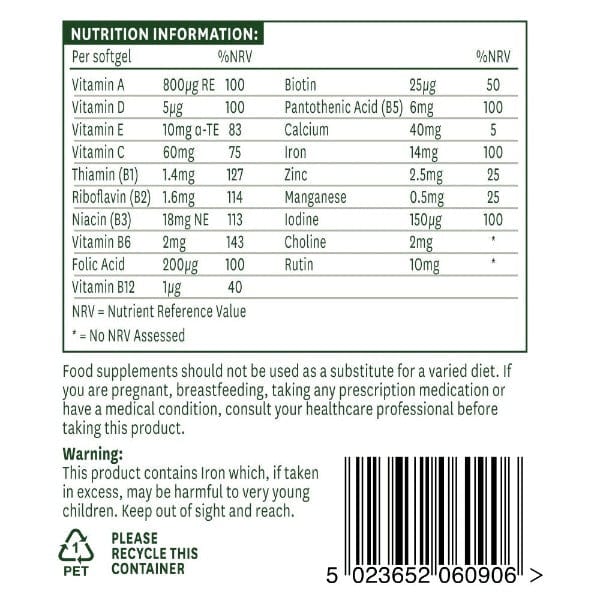 Natures Aid Multi-Vitamins & Minerals (With Iron) 90 Caps