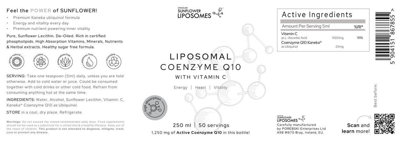 Porebski Liposomal Vitamin C & CoQ10 (Ubiquinol) 250ml