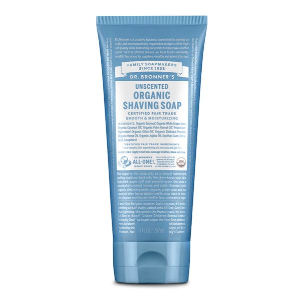 Dr Bronner's Organic Shaving Soap Unscented 207ml