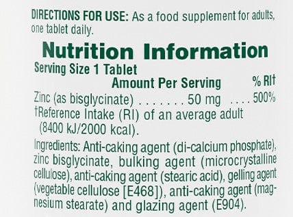 Natures Plus Zinc 50mg 90 Tablets