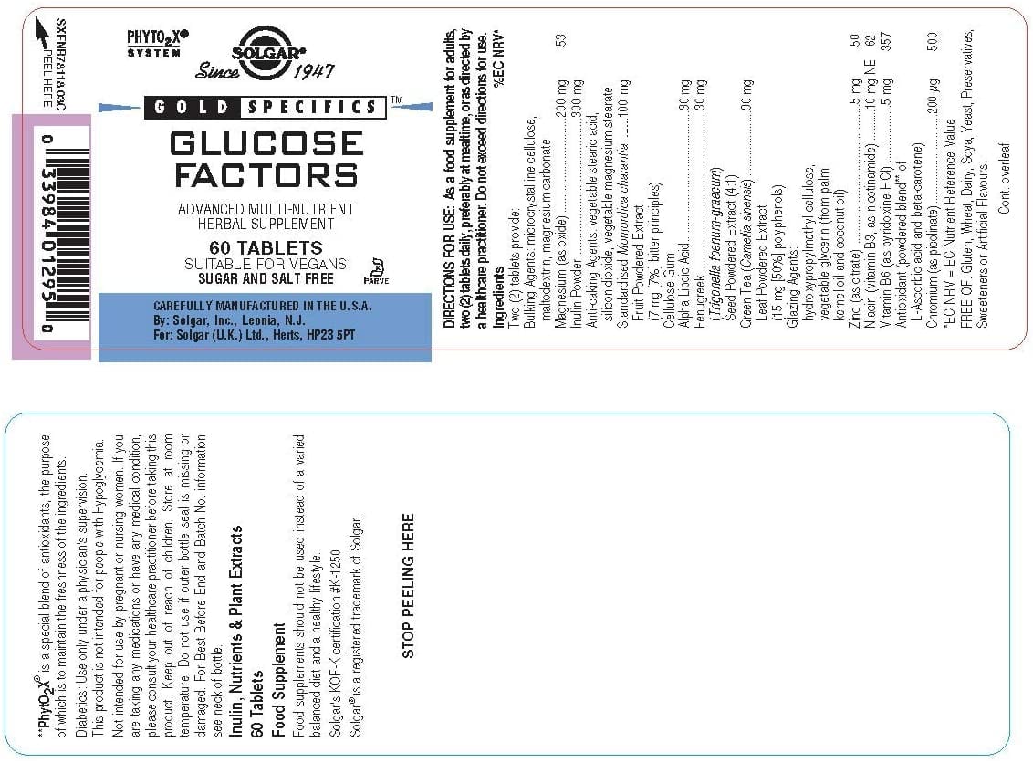Solgar Glucose Factors 60 Tabs