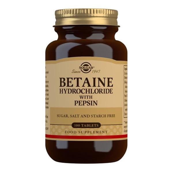 Solgar Betaine Hydrochloride With Pepsin Tablets 100 Tablets