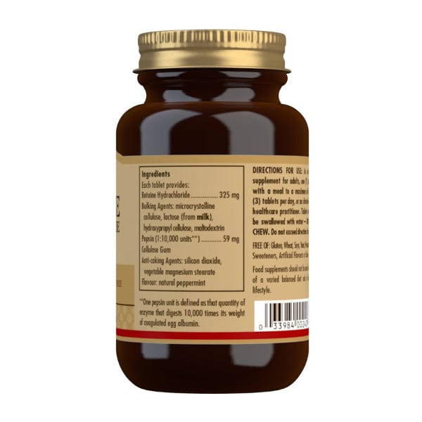 Solgar Betaine Hydrochloride With Pepsin Tablets 100 Tablets