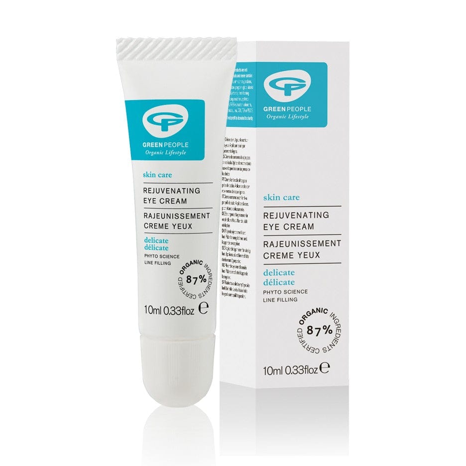 Green People Organic Rejuvenating Eye Cream packaging and tube, with 10ml volume indication.
