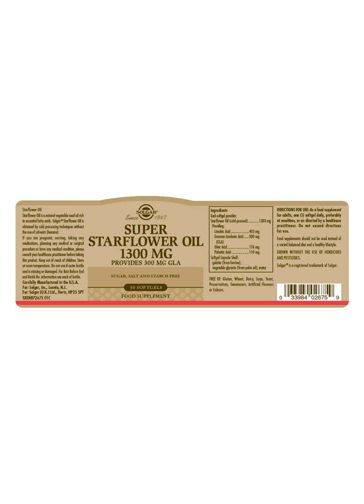 Solgar Super Starflower Oil 1300 mg 30 Softgels