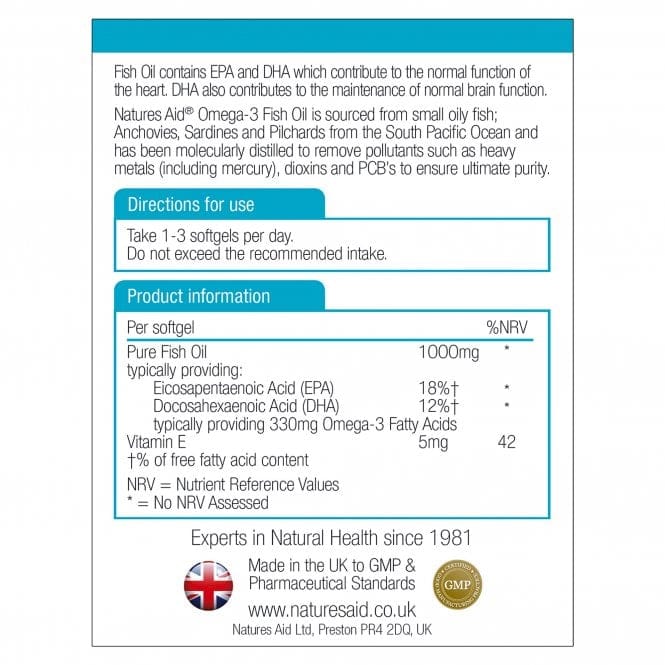 Natures Aid Fish Oil 1000mg 90 Softgels Extra Fill