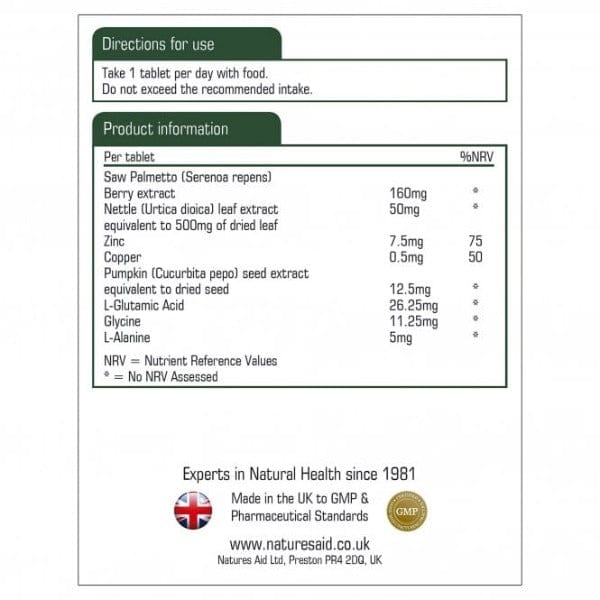 Natures Aid Saw Palmetto Complex 120 Tabs