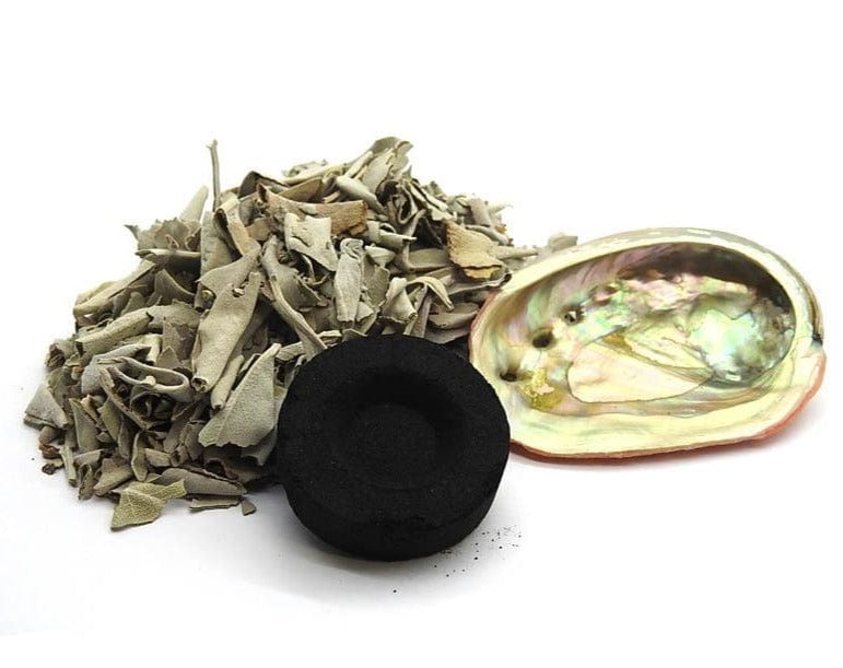white sage, shell & Charcoal