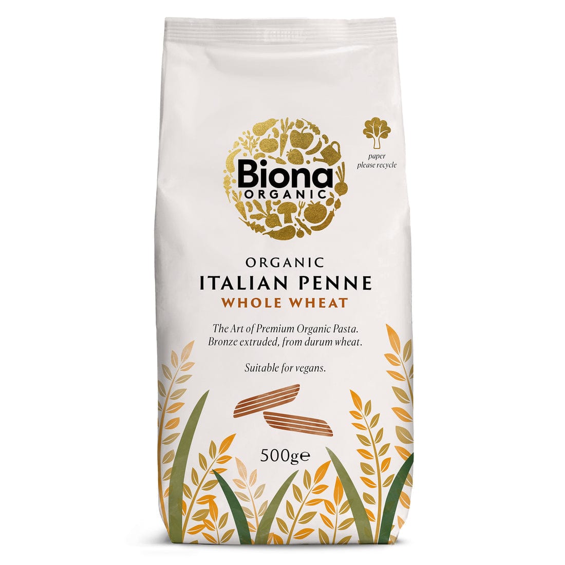 Biona Organic Wholewheat Italian Penne 500g