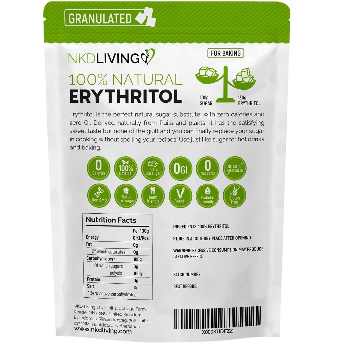 NKD Living Granulated Erythritol
