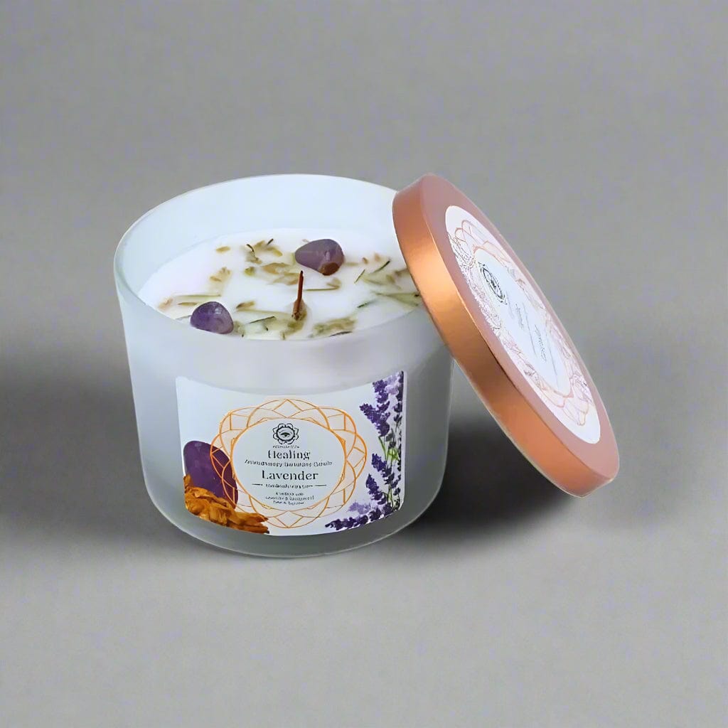 Aromatherapy Gem Stone Candle Healing Lavender