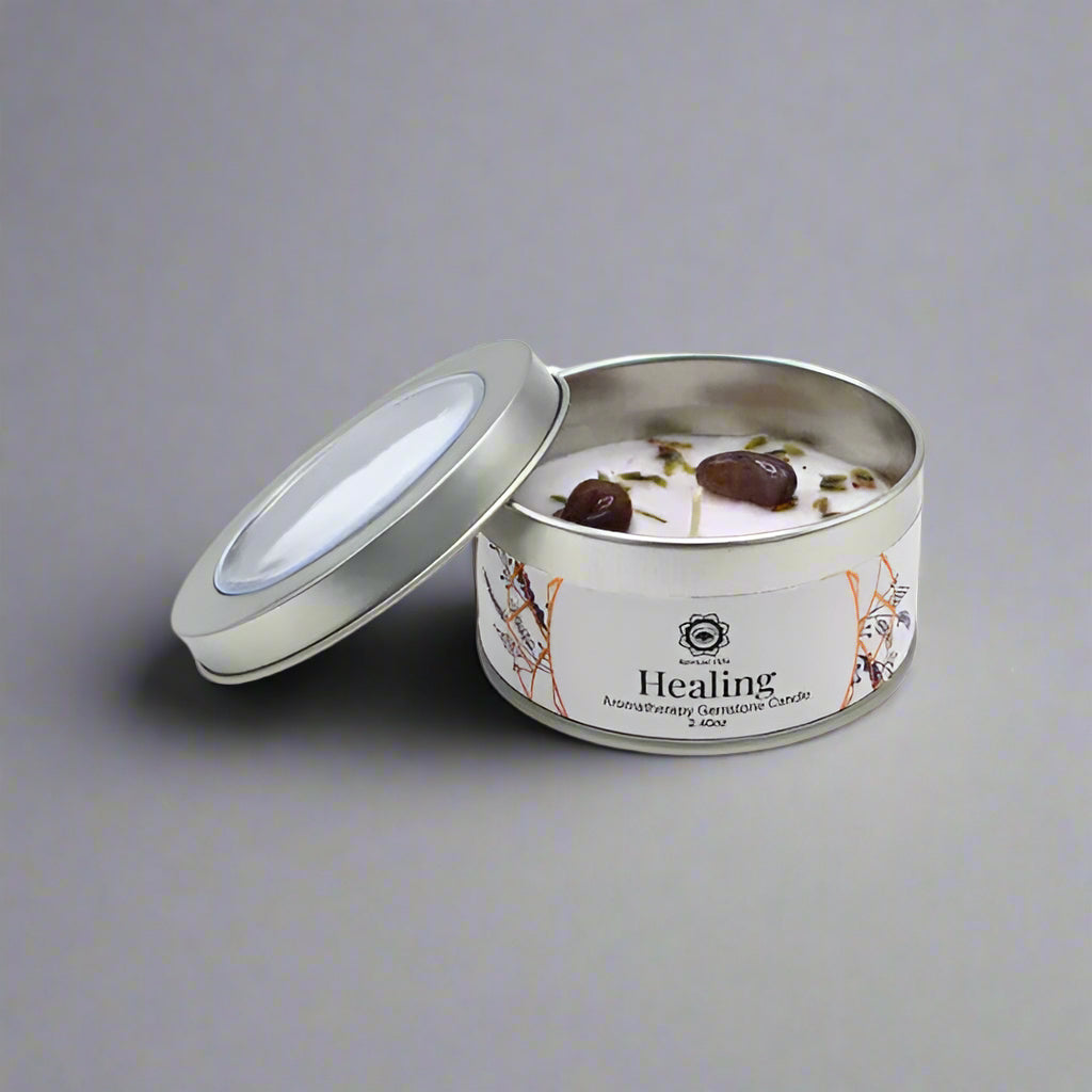 Aromatherapy Gem Stone Candle Healing Lavender