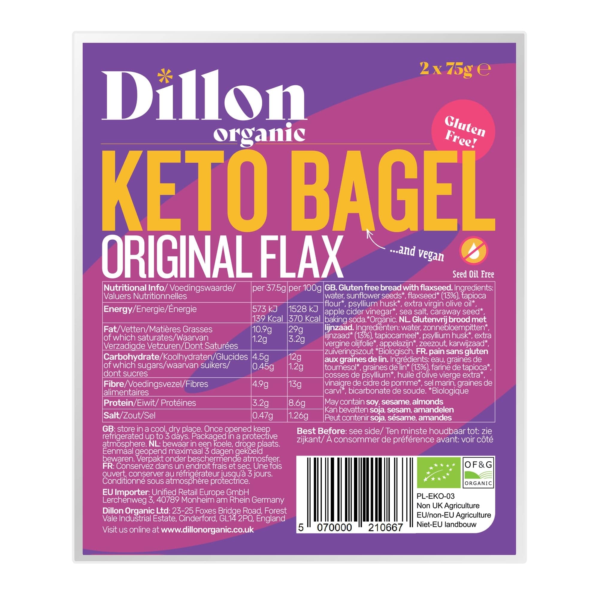 Dillon Organic Gluten-Free Keto Bagel 150g