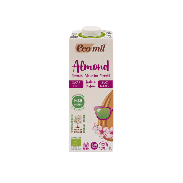 Ecomil Organic Almond Milk Sugar Free With Protein 1lt